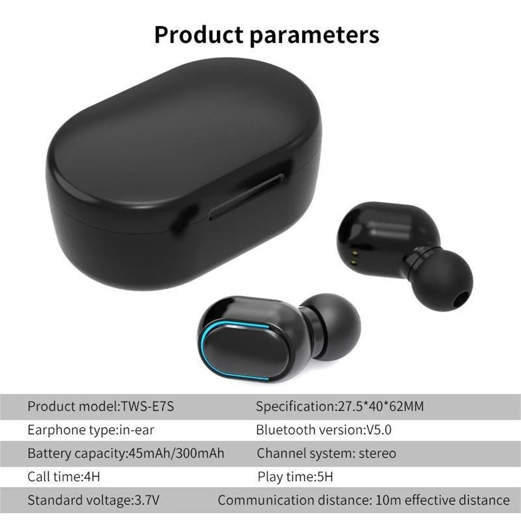 Беспроводные наушники E7S TWS Bluetooth 5 0 светодиодный дисплей спортивные