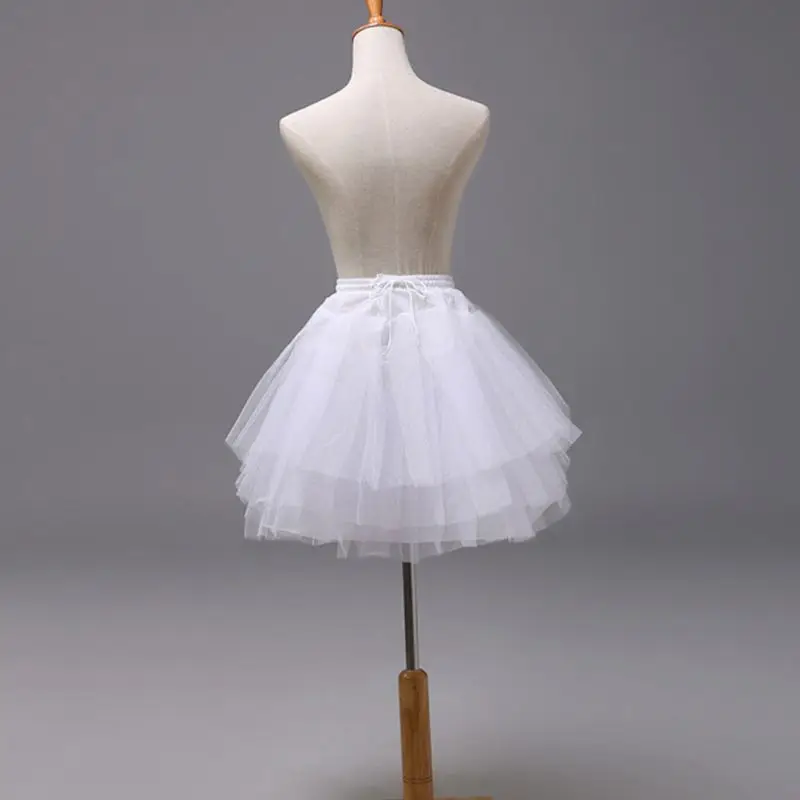 

Women Women Girls Solid Color Ballet Tulle Short Crinoline Petticoat Multi Layered Ball Gown Lolita Underskirt Elastic Waistband