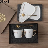 creative european ceramic coffee cups and saucer sets luxury coffee mug taza personalizada travel mug tea cup set couple gift 50