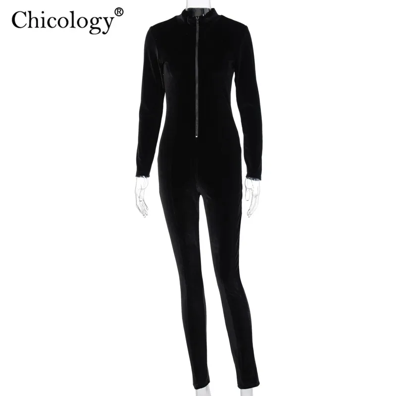 Chicology 2020 бархатный комбинезон с длинным рукавом женский элегантный облегающий