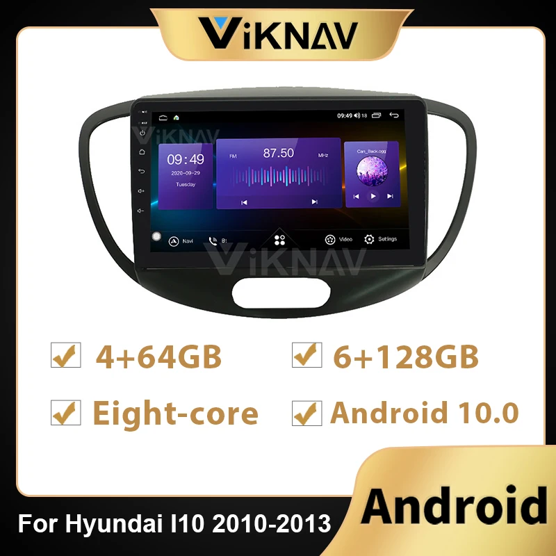 128G DVD stereo Car Radio For Hyundai I10 2010 2011 2012 2013 Car 2din Android Multimedia Vedio Player Navigation GPS headunit