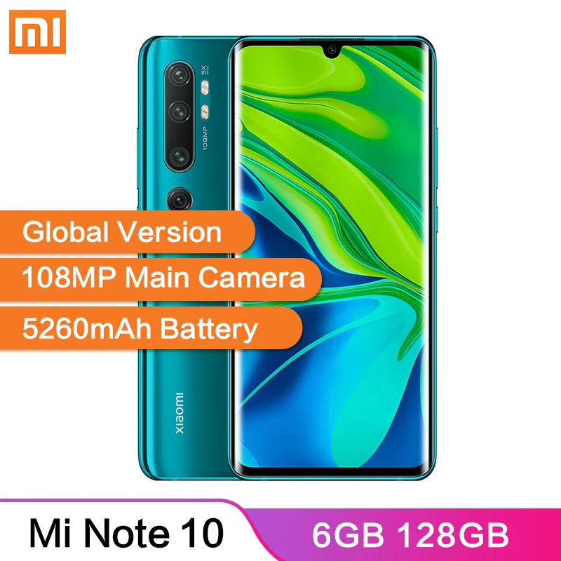 Глобальная версия смартфона Xiaomi Mi Note 10 6 47 дюйма ГБ 128 Snapdragon 730G камера 108 МП NFC MIUI 11
