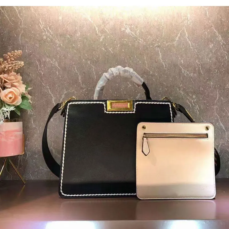 

Retro detachable inner pocket with metal letter shoulder strap, high-quality metal handbag composite bag, ladies shoulder bag