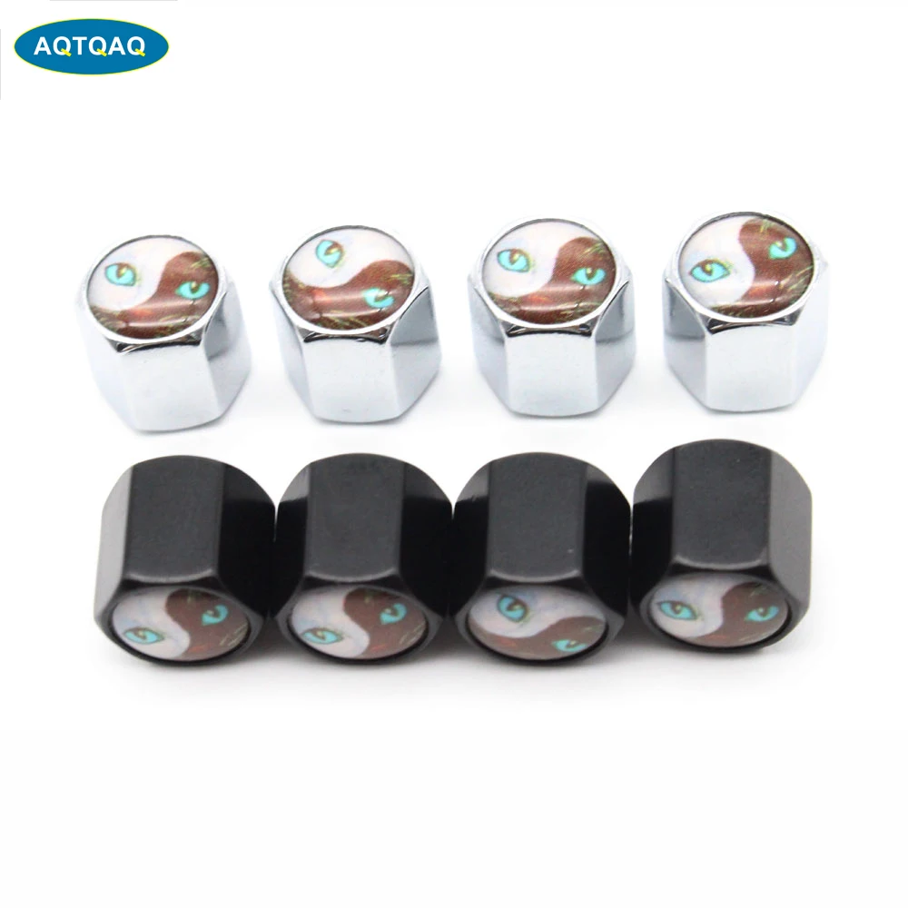 

4 Pcs/Set Zinc Alloy Cat Style Tire Valve Stem Cap Tire Wheel Stem Air Valve Caps for Auto Cars