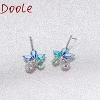 high quality swafashion jewelry charm fairy tale flower crystal female earrings colorful crystal color flower dangle earrings