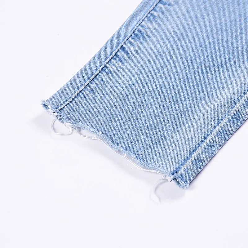 

Women's Jeans With Belt High Waist Zip-Pocket Raw Hem Skinny Fit Denim Pants /