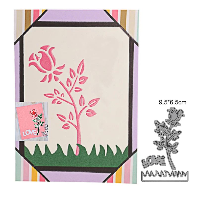 

Valentine's Day roses Love Metal Cutting Dies Card Die cutter Stencil DIY Scrapbook Paper Photo Craft Template Dies