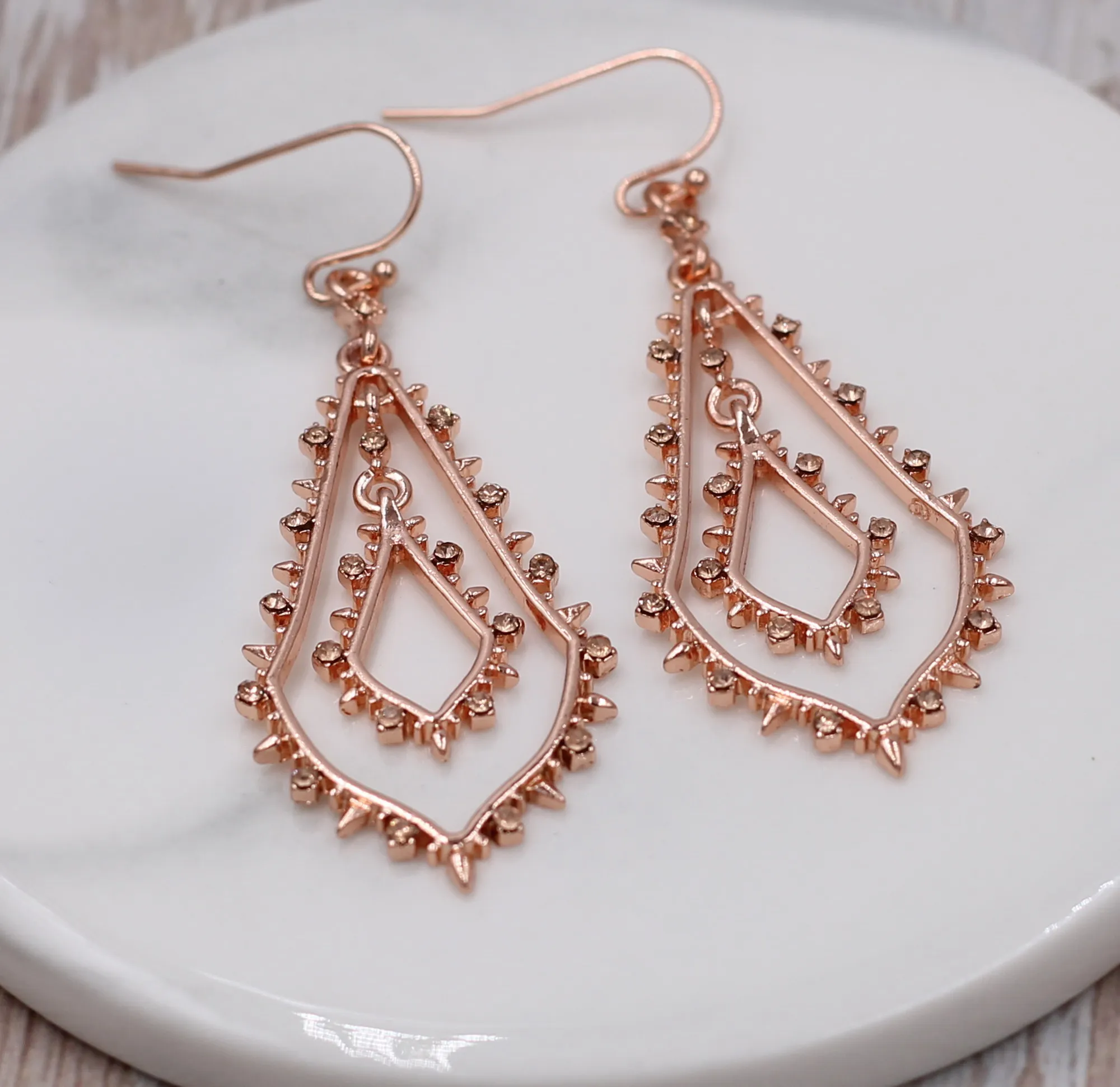Doulb rose pink Новая мода двойная капля вокруг кристалла кластера слеза Висячие серьги для женщин - Окраска металла: Doulb rose pink