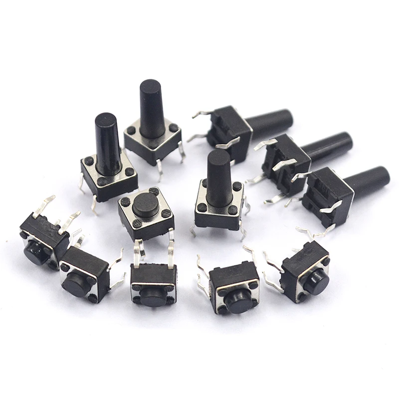 

10 models180pcs 6*6 Tact Switch Tactile Push Button Switch Kit Height: 4.3 5~13MM DIP 4P micro switch 6x6 Key switch
