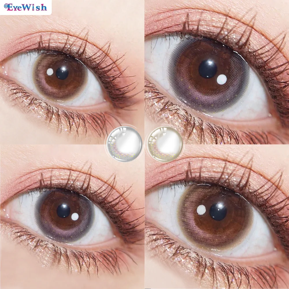 

EYEWISH-2pcs/pair Beautiful Lenses Colored Lenses for Eyes Gray/Brown Contact Lenses Eye Color Lens Eye Contacts (DIA:14 mm)