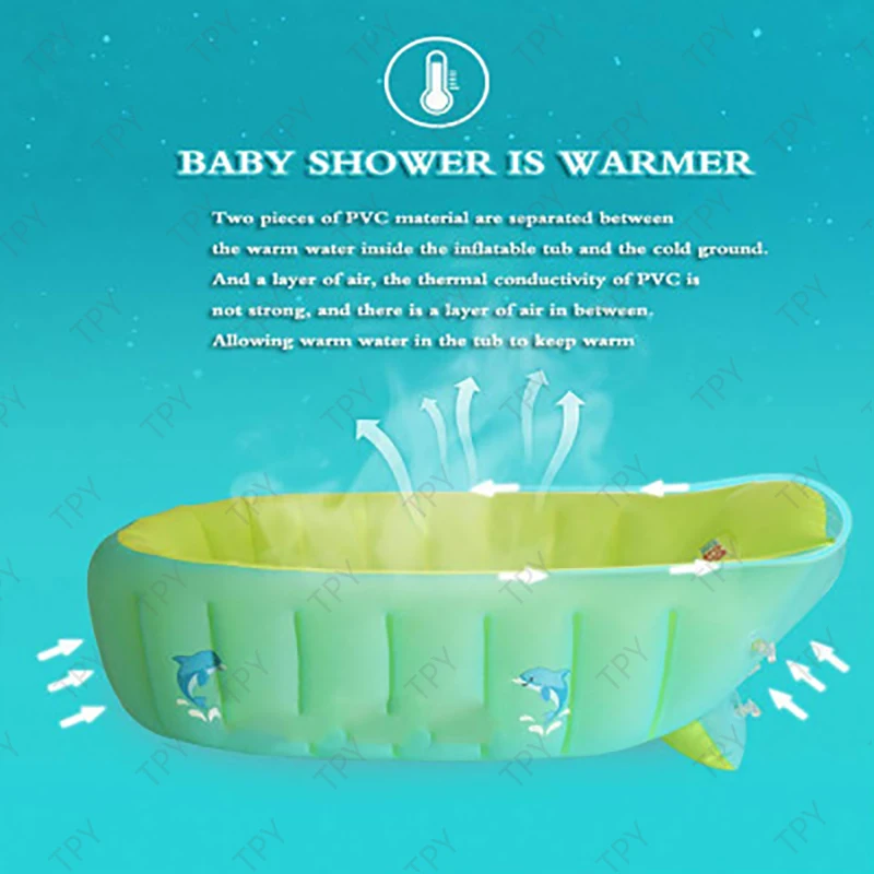 

aby Bathtub Children Inflatable Anti-Slippery Swimming Pool Foldable Travel Air Shower Basin Seat Baths Big Size for 0-3 Years