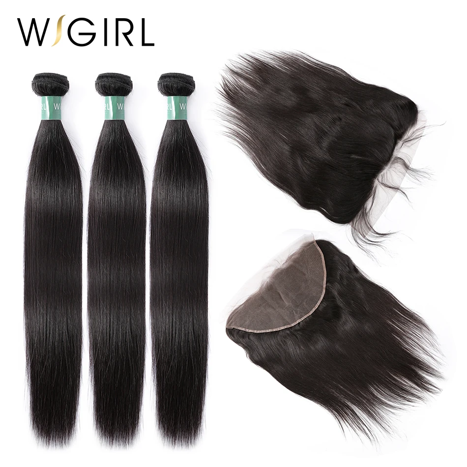 Wigirl 8 28 дюймов бразильские волосы плетеные пучки с 13x4 фронтальной застежкой