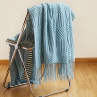 knitted throw thread sofa blanket nordic plaid travel tv multifunction soft mantas bedspread with tassels air cover blankets