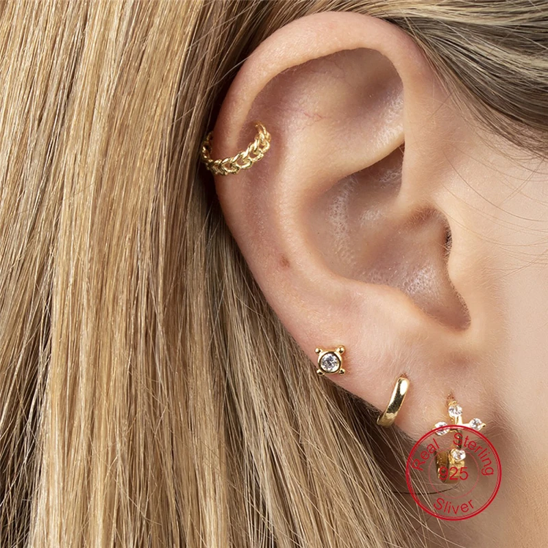 

VINY Silver 925 Jewelry Earrings For Women 2021 Trend Bijoux Femme Geometric Cross Hoop Earring Gold/Silver Jewelry Gift