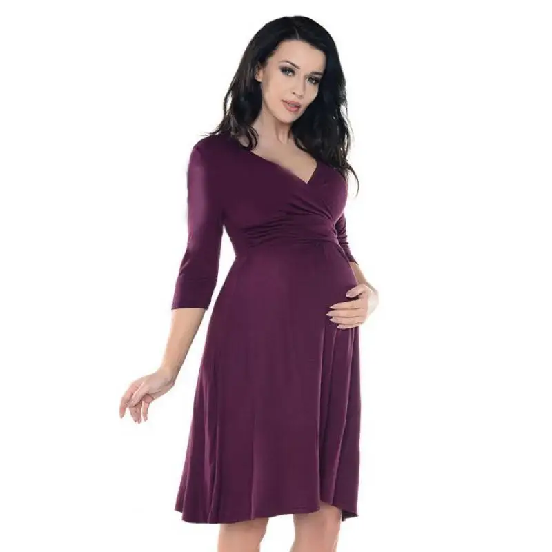 Женское платье для беременных с V образным вырезом и полурукавом|Платья| |