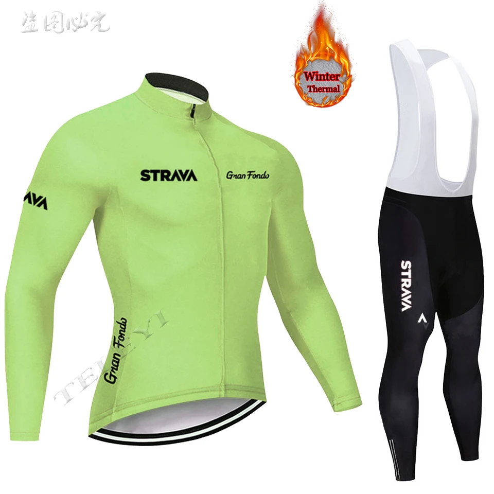 Горячая strava зима термальный флис Велоспорт Джерси кофты с длинным рукавом Велоспорт комбинезон велосипедный набор велосипедная одежда - Цвет: 5