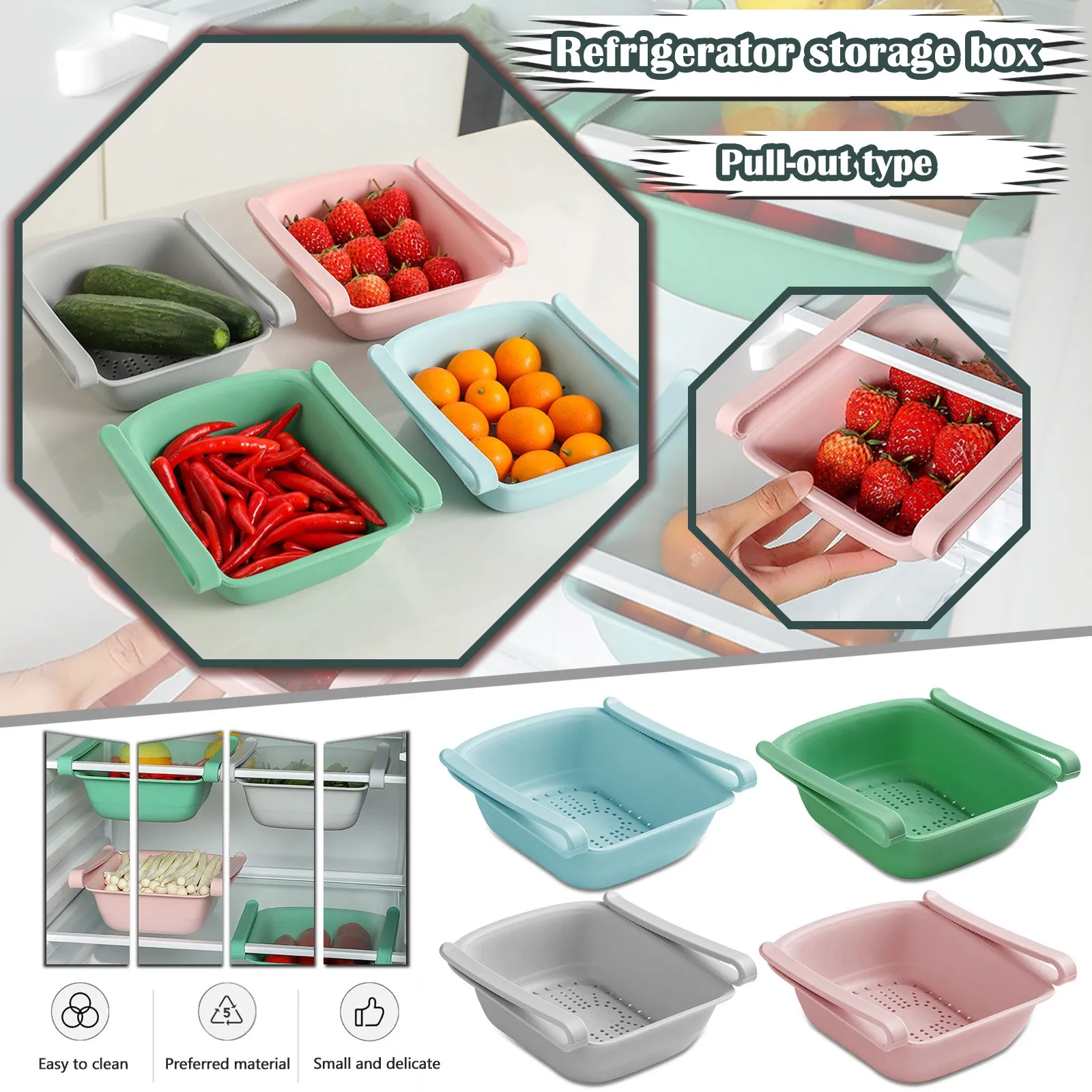 

1PC Hot Kitchen Organizer Adjustable Kitchen Refrigerator Storage Rack Fridge Freezer Shelf Holder Pull-Out Drawer Space органай
