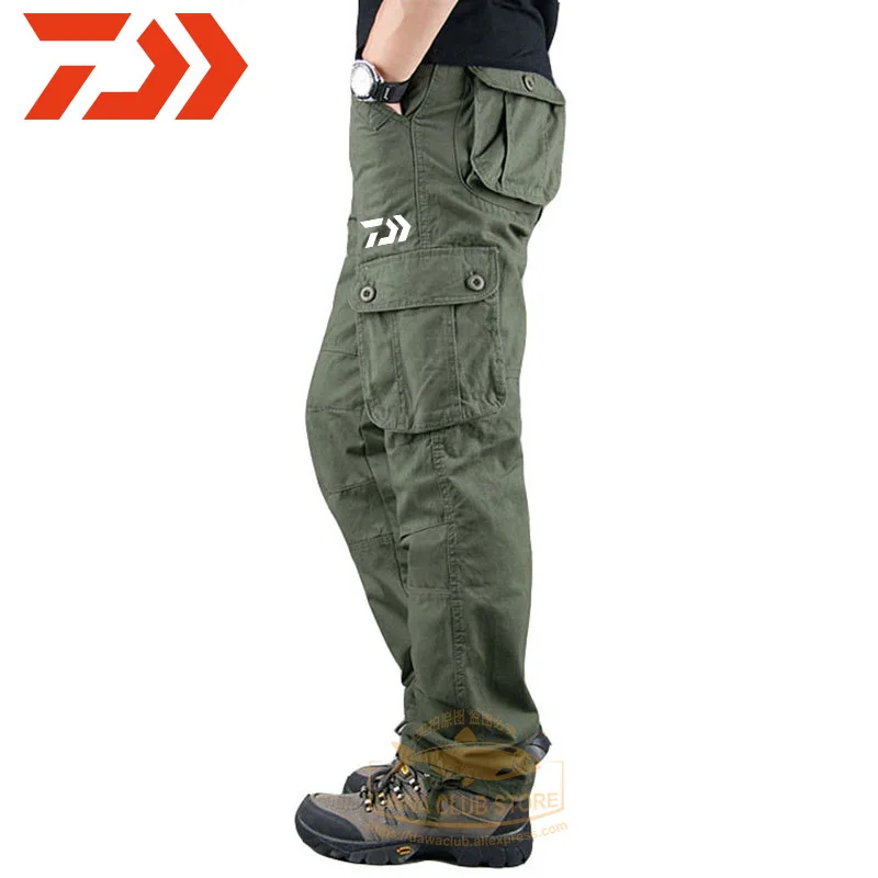 

2021 autumn DAWA Fishing Trousers Men's outdoor casual trousers plus size straight leg sweatpants multi-pocket loose work pants