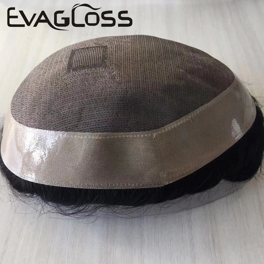 Парик на сетке EVAGLOSS для мужчин тонкие моноволосы натуральные человеческие