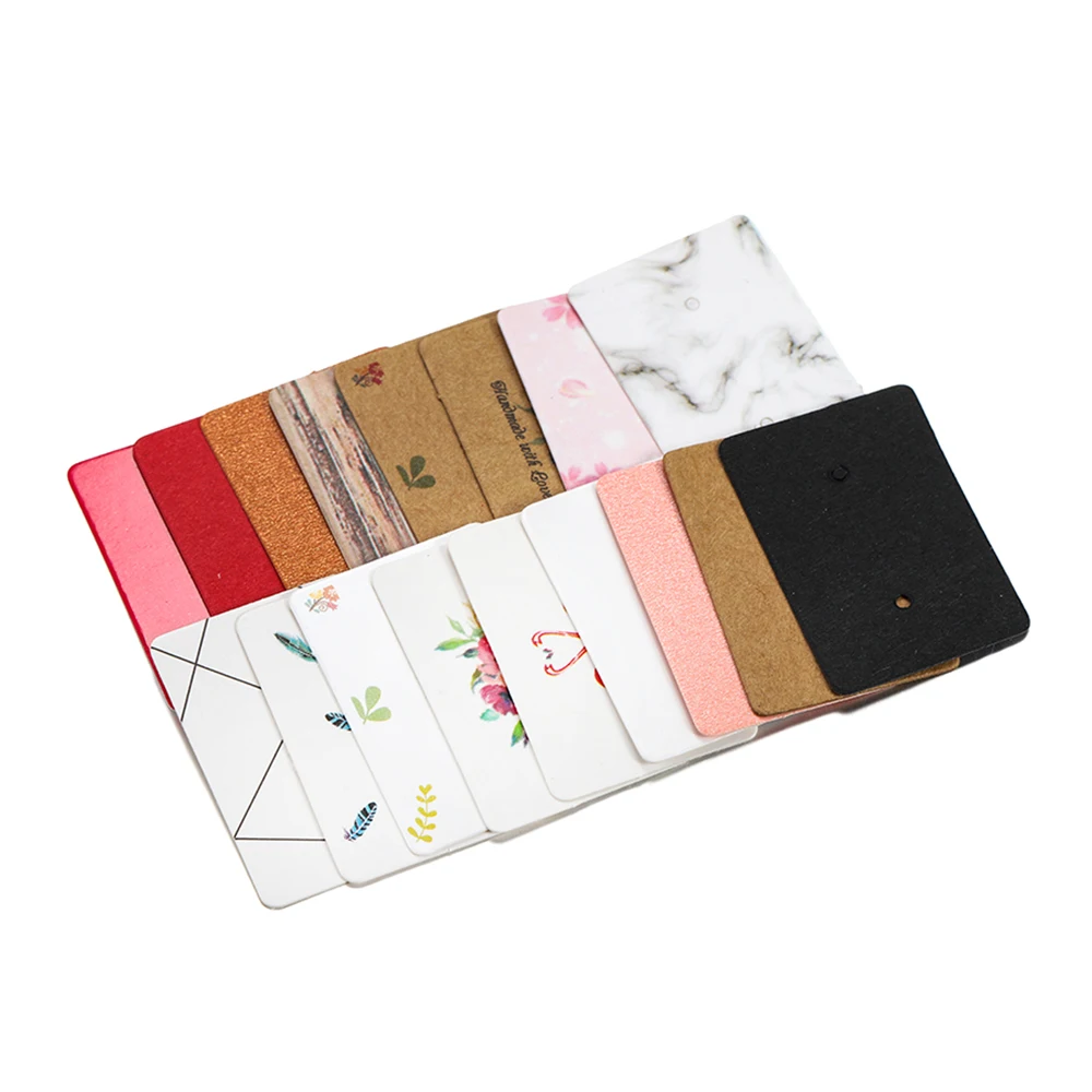 

100 шт., картонные серьги-гвоздики из крафт-бумаги