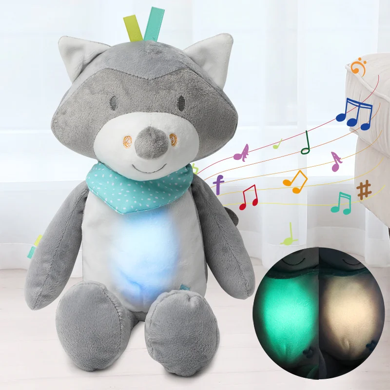 

Kids Soft Stuffed model Sleep LED Lighting Stuffed Animal Led Night Lamp Plush Toys With Music Light Baby Toys For children gift