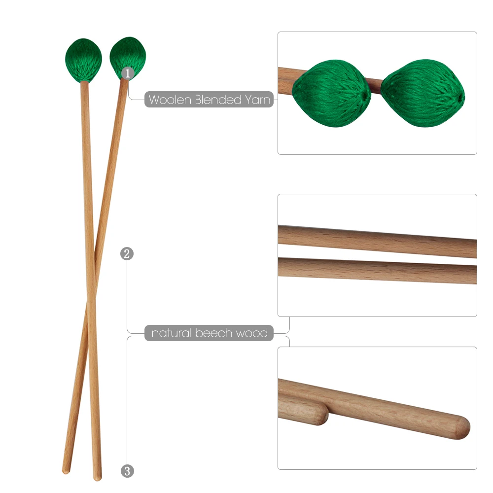 Средние палочки Marimba Mallets ксилофон Glockensplel молоток с ручки из бука комплект