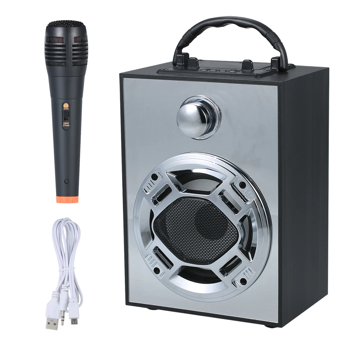 

Портативная система для караоке с подсветильник кой, FM-радио, поддержкой bluetooth, USB, TF-карты, AUX