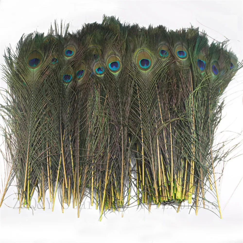 

50-100PCS Natural 40-50CM (16-20 Inch) Peacock Feather Dyed Yellow DIY Decoration Craft Accessories Feather