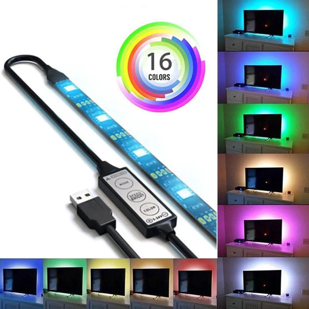 USB Светодиодная лента 5050 RGB гибкая светодиодная лампа DC5V сменные цвета подсветка