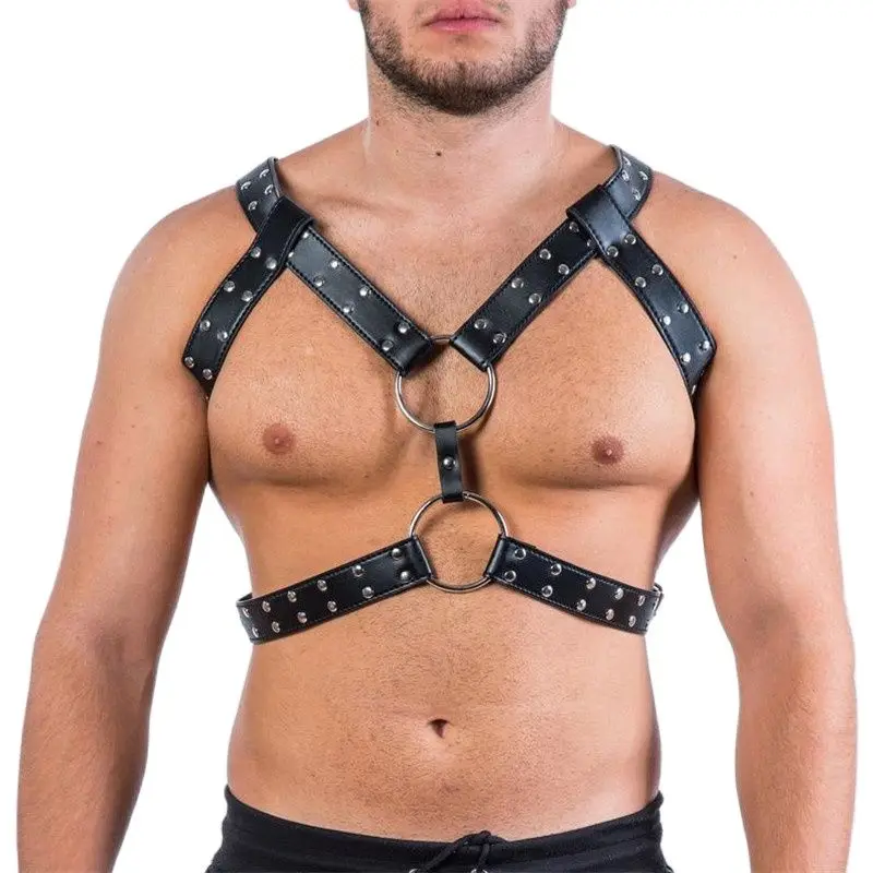 

Мужская кожаная портупея для фетиша, Регулируемая Мужская бондажная клетка, сексуальная нагрудная портупея, ремни, ремни, Rave, одежда для гее...