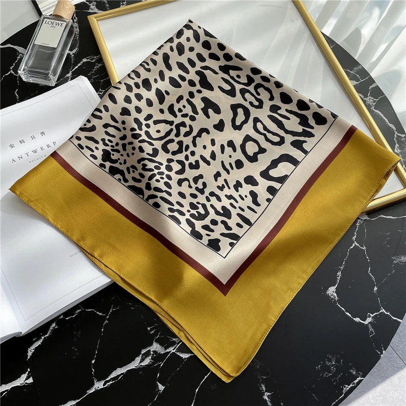 

Square Scarf For Women 2022 New Leopard Print Neck Hairband Spring Summer Shawl Wrap Female Foulard Neckerchief Bandana