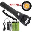 Светодиодный подводсветильник фонарь для погружения с аквалангом XHP70.2, водонепроницаемая лампа XHP70 для погружения с аквалангом, желтый свет, аккумулятор 26650 + зарядное устройство