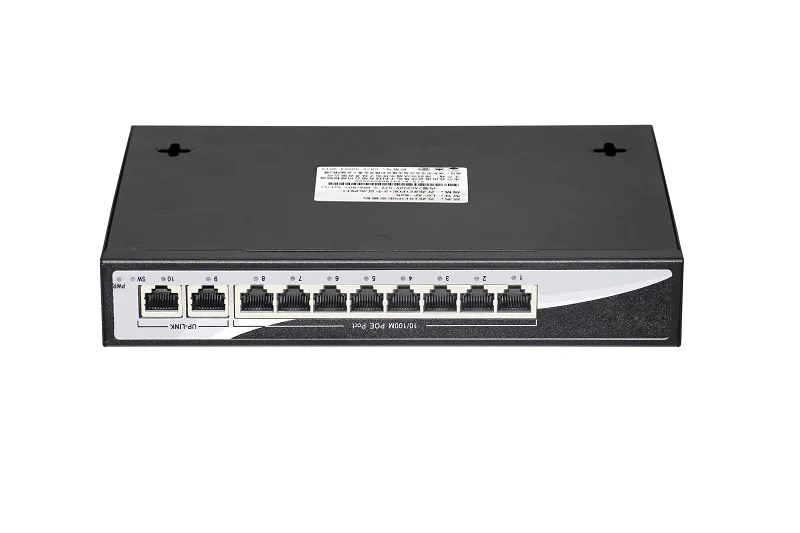 8-port 10/100M switch, of which 1-8 ports support POE, IEEE 802.3af international standard, built-in total power 120W