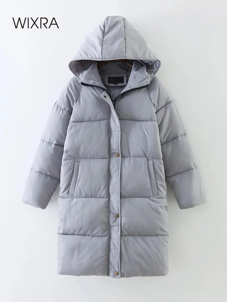 Wixra Женская Толстая длинная парка с капюшоном однотонная теплая верхняя одежда