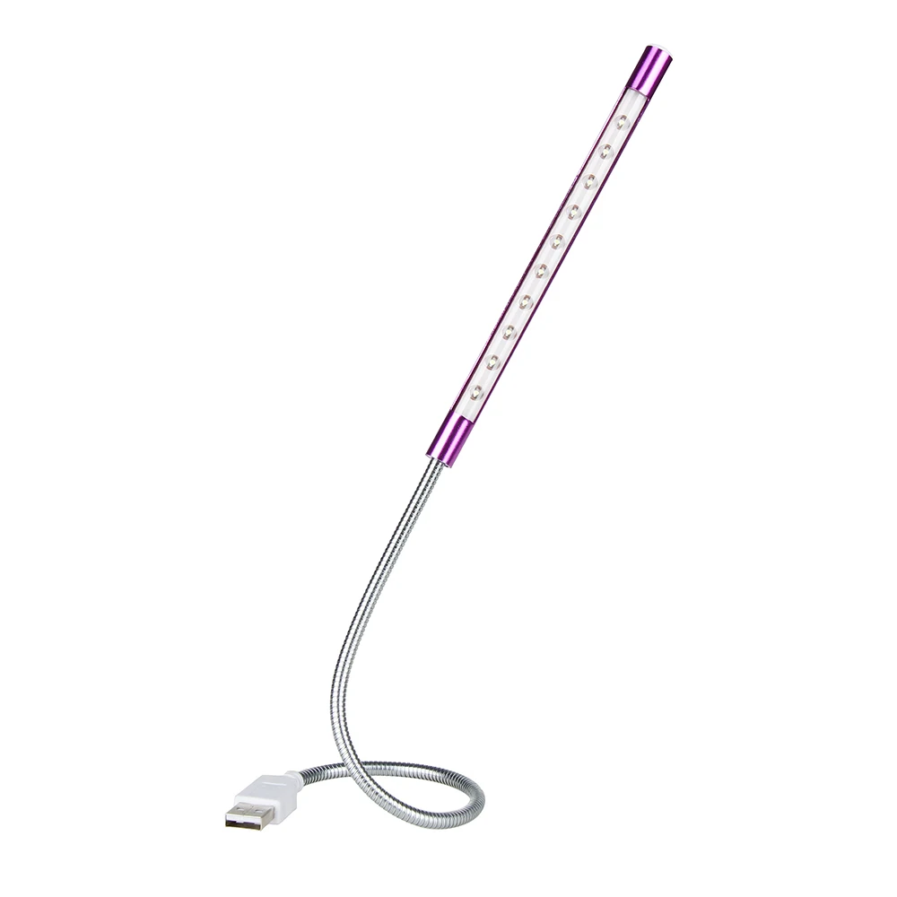 purple Anpro 1 шт. гибкий ультра яркий мини 10 светодиодный USB ночник настольная книга для чтения светодиодный светильник компьютерная лампа для клавиатуры для ПК ноутбука - Испускаемый цвет: purple