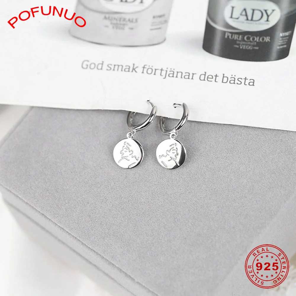POFUNUO женские серьги из стерлингового серебра 925 пробы скульптура головы