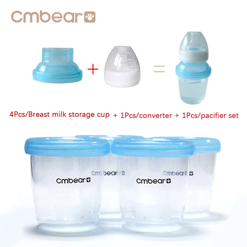 Cmbear бутылочка для хранения грудного молока объемом 180 мл с широким горлышком для хранения новорожденных, морозильная камера, свежая чашка, аксессуары для молокоотсоса - Цвет: Combination set 02