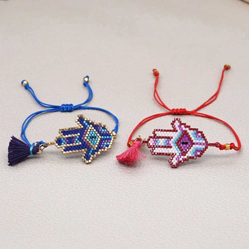 

Go2Boho Miyuki Hamsa Hand Bracelet Women Charm Jewellery Turkish Evil Eye Bracelet Friendship Mexico Pulseras Jewelry Gift