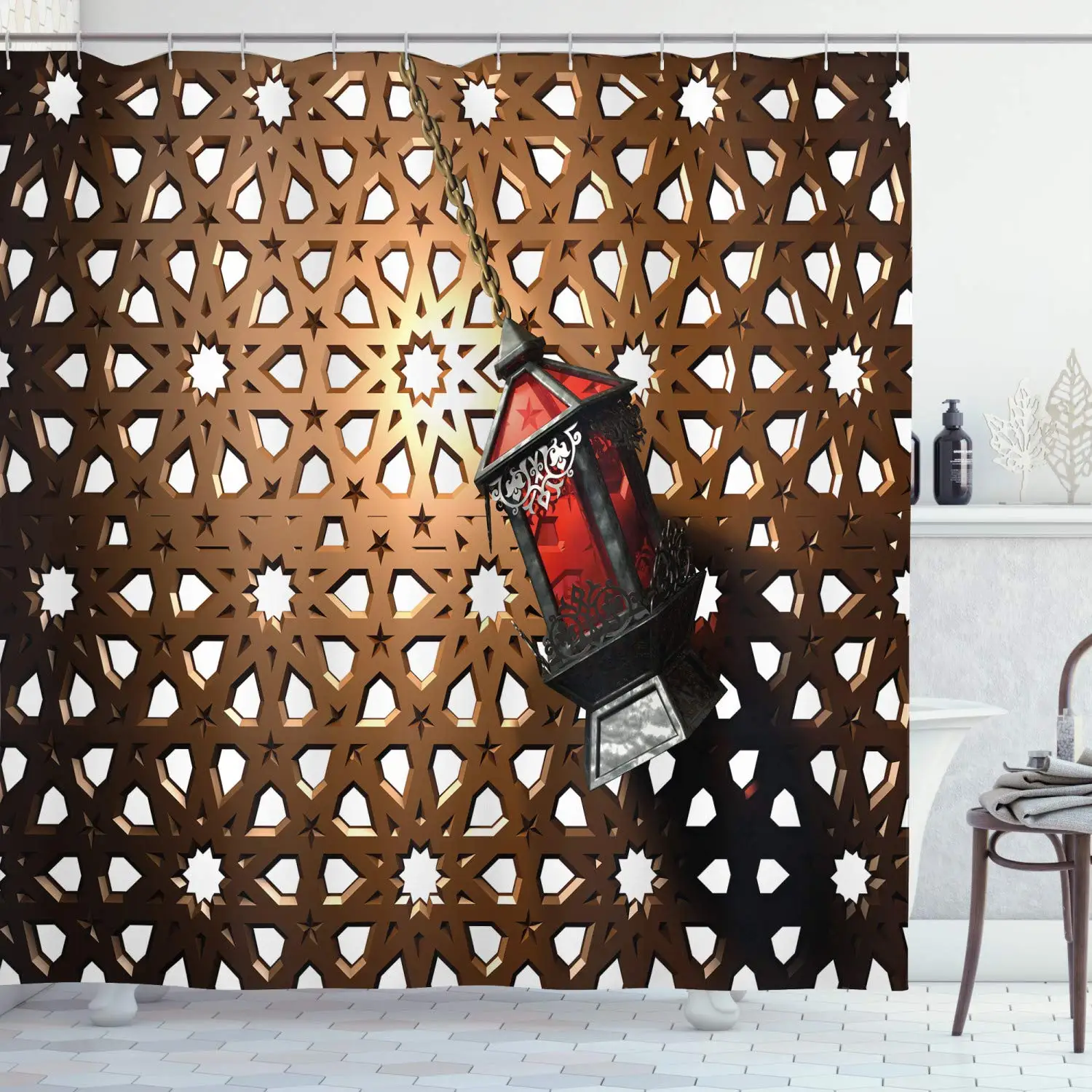 Занавеска для душа в виде фонаря Египетский фанос 3D стиле Реалистичная