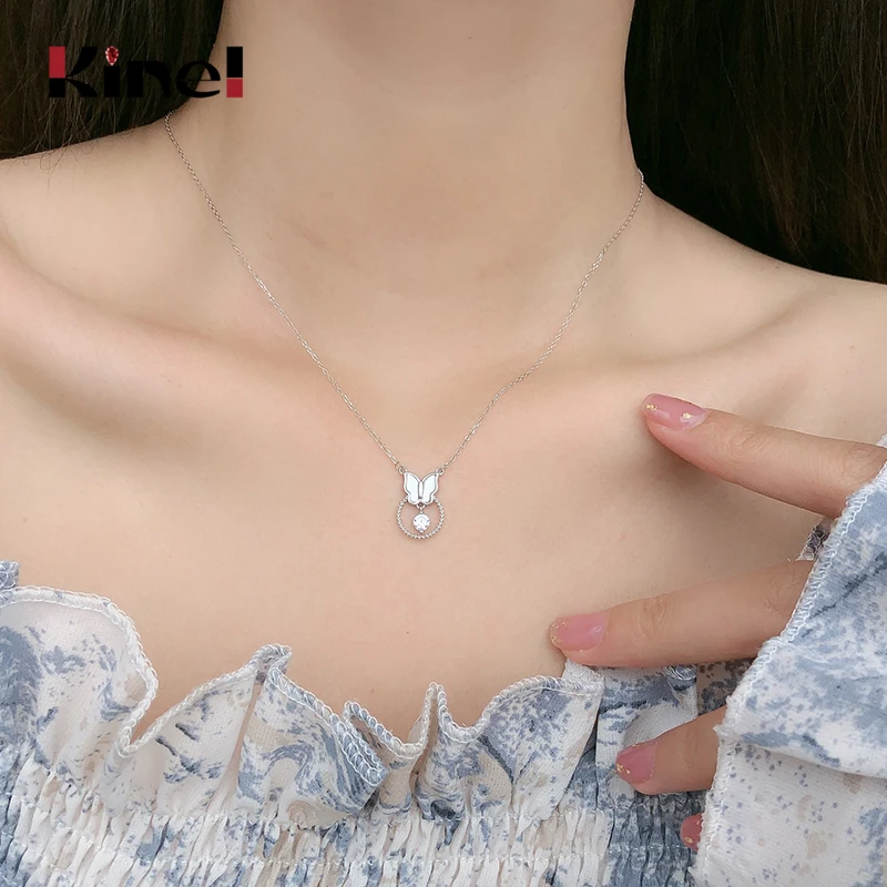 

Kinel 2020 New Butterfly Necklace For Women 925 Sterling Silver Short Chain Silver 925 Neckalce Wedding Fine Jewelry