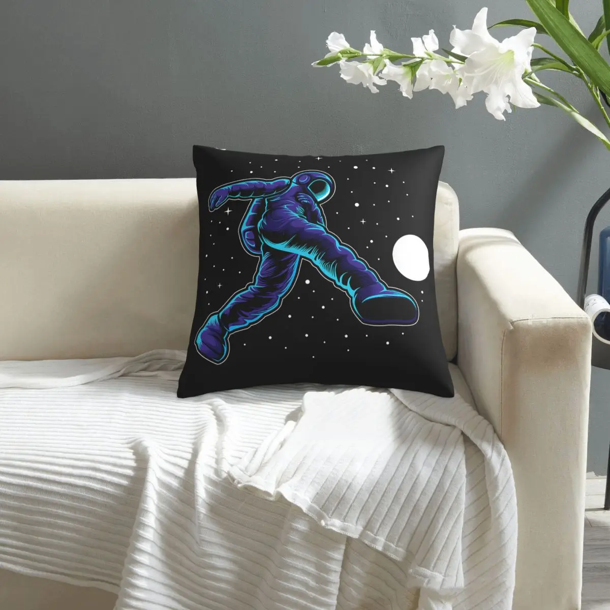 

Astronaut Playing Soccer Awesome Cosmonaut Gifts pattern print Cushion Cover Decorative Pillowcase Chair Seat Square Car Pillow