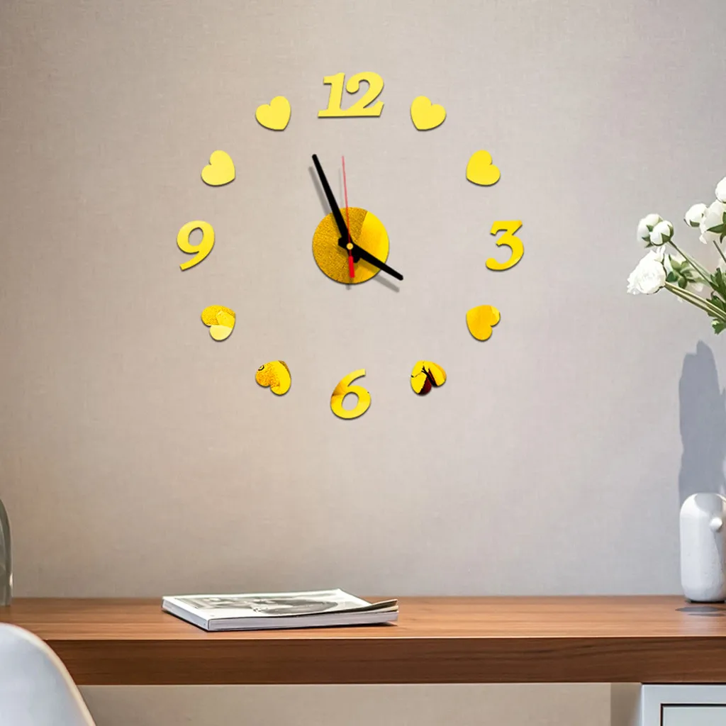 DIY настенные часы в форме сердца художественная 3D акриловая наклейка с