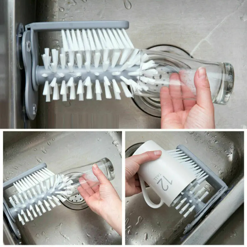 Cup Bottles Cleaning Brush Creative Suction Wall Lazy Glass Kitchen Rotating Cleanning Tools | Дом и сад
