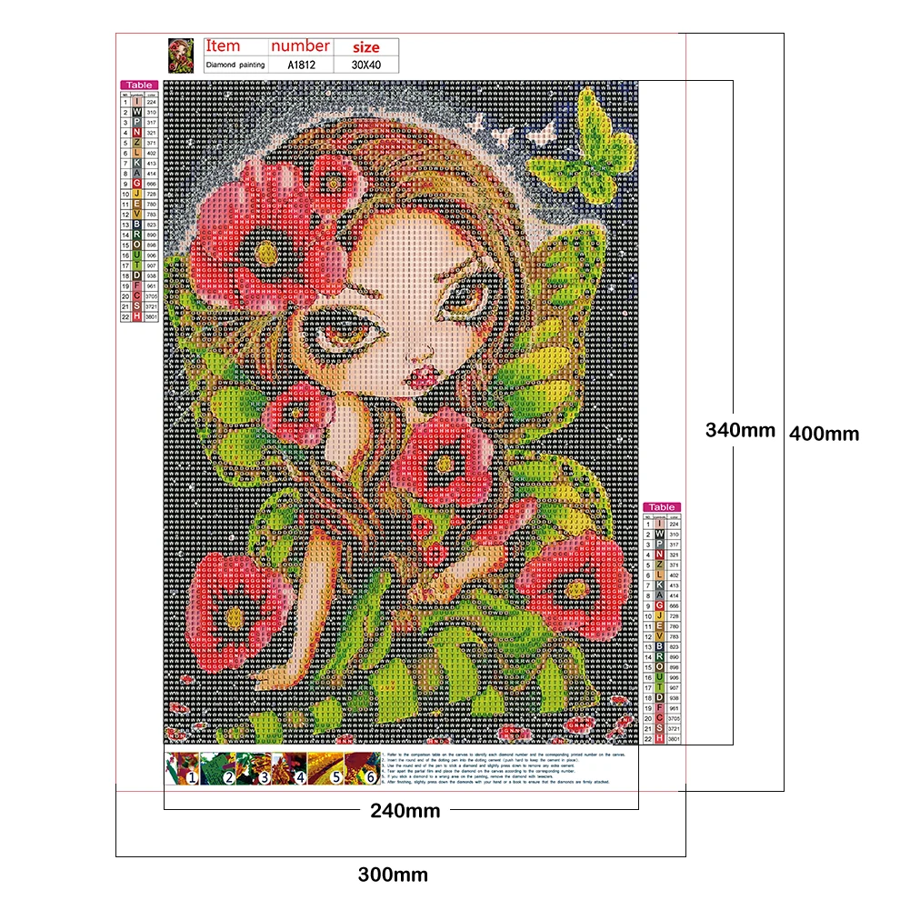 

5D Diamond Painting Cartoon Girl Doll Series DIY Full Round Drill Diamond Painting Home Decoration Gift Hanging Painting 30x40cm