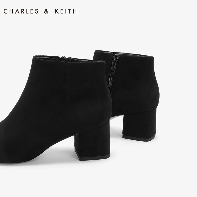 CHARLES＆KEITH Женские Ботинки CK1 91680022 Ботильоны Чёрные Простой Дизайн Острый Носок