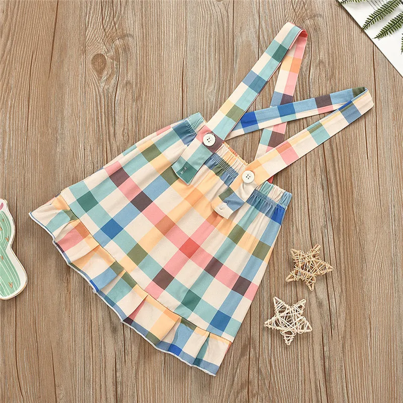 Одежда для маленьких девочек комбинезон с длинными рукавами + юбка на подтяжках