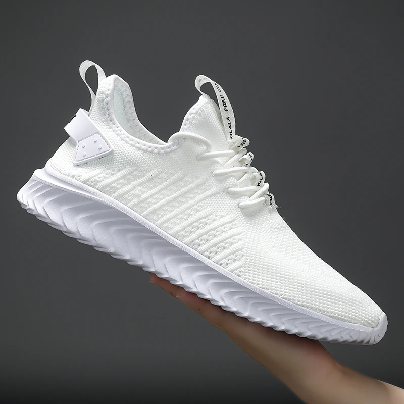 

Men Fashion Light Casual Shoes Comfortable Breathable Flying Woven Walking Sneakers Male Lace Up Tennis White Black Chunky Shoes