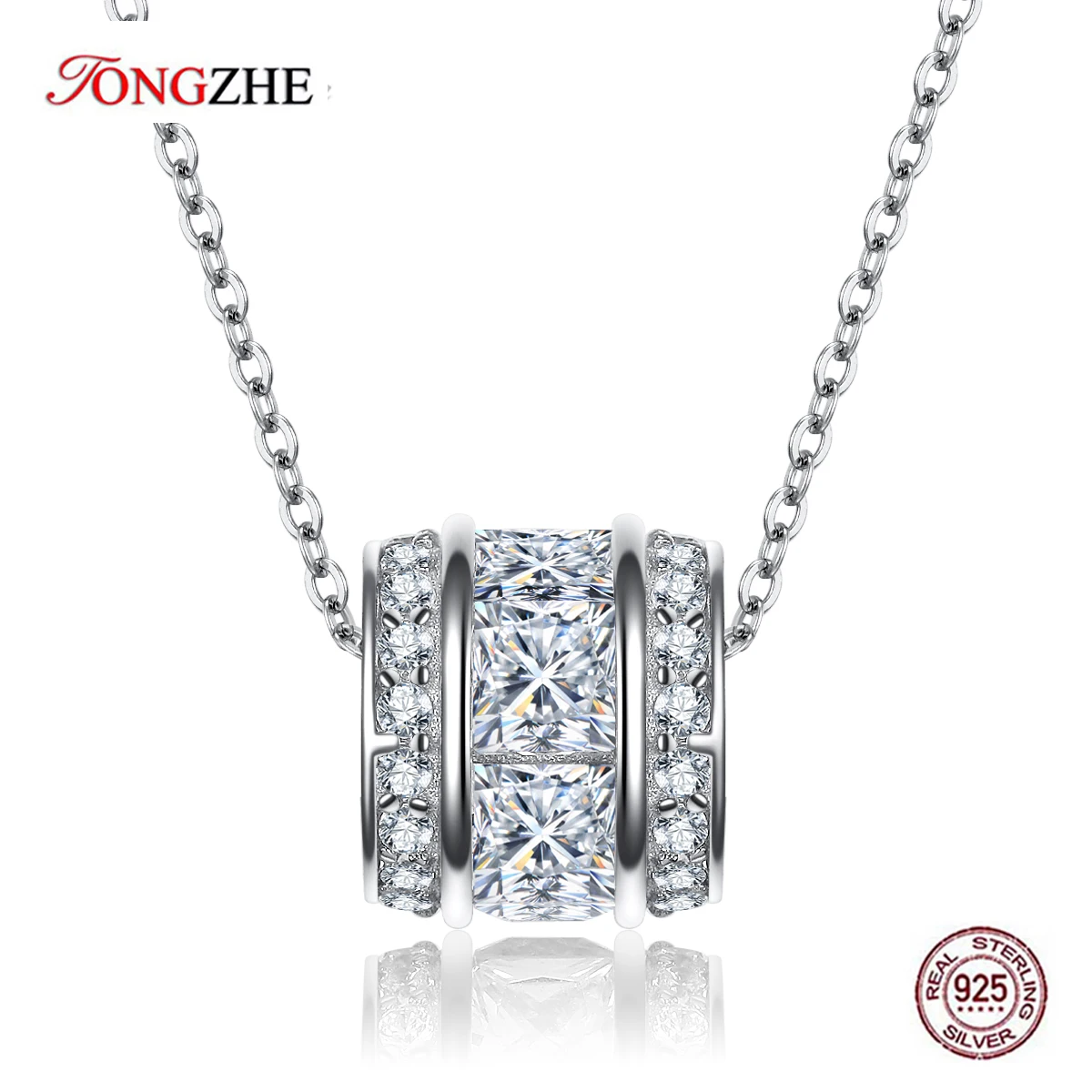 Длинное ожерелье TONGZHE с подвеской в виде энергетической чакры из стерлингового