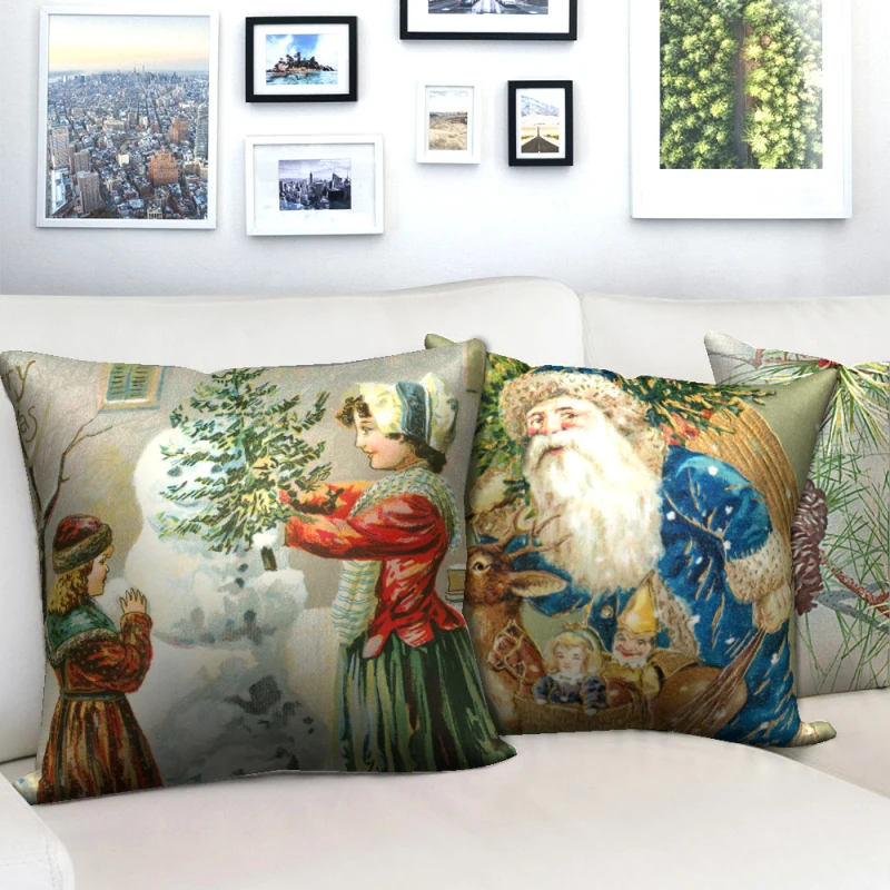 

3D Santa Clauses Christmas Sofa Pillow Case Cushion Cover Decorative Car Covers Funda Cojines Housse De Coussin Kussenhoes 45*45