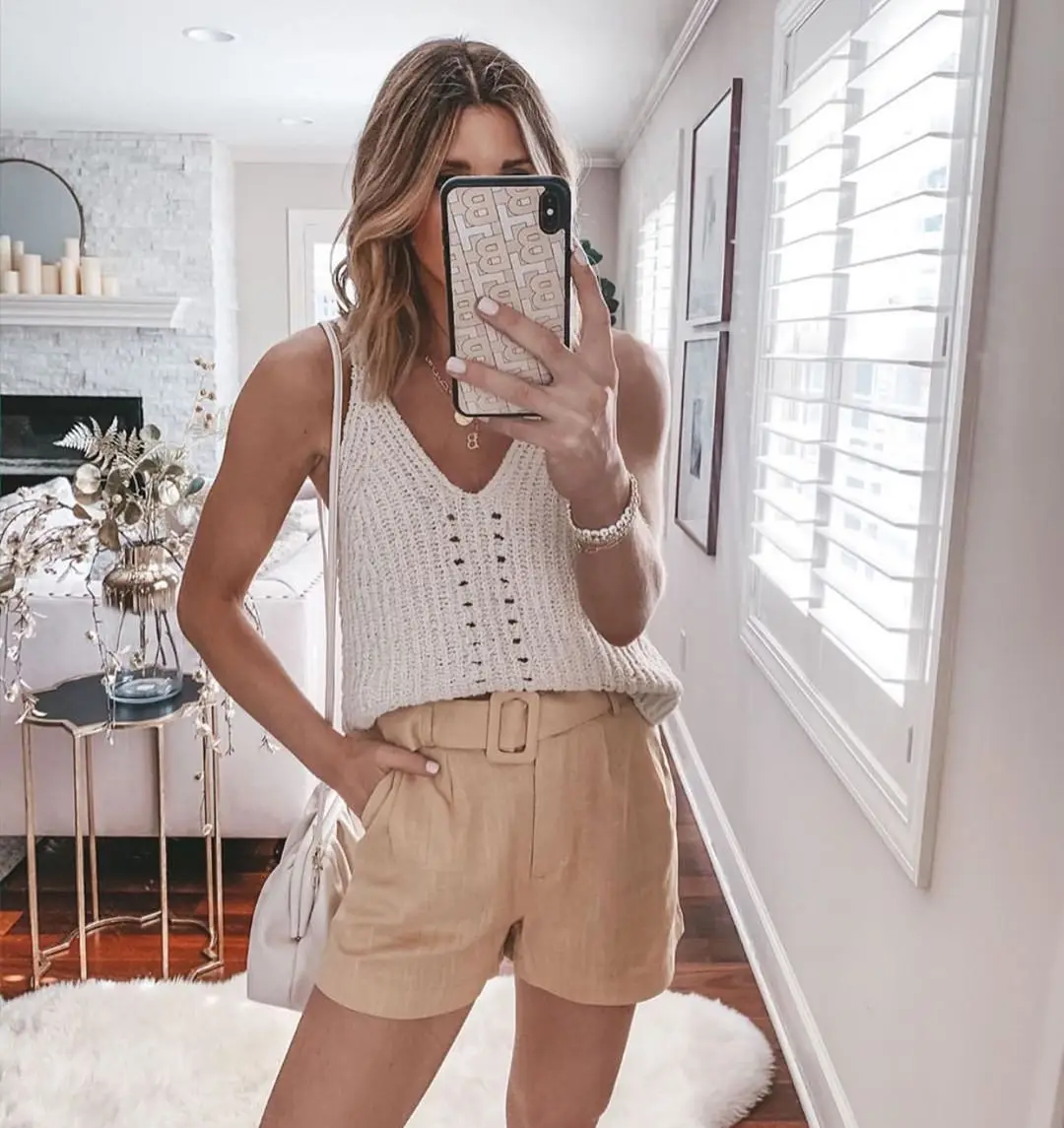 

solid color knitted sleeveless hollow out tank top women clothing